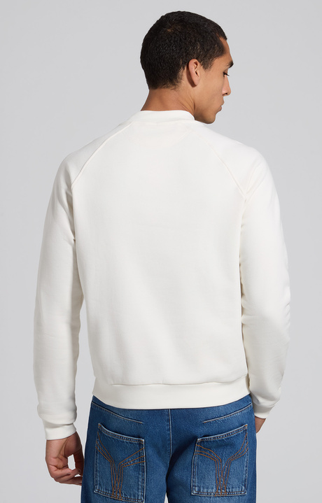 Men's white cotton sweatshirt with embroidered logo, MARSHMALLOW, hi-res-1