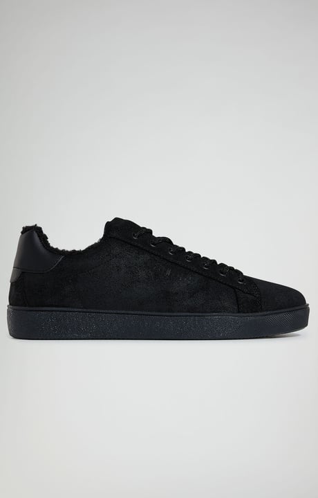 Recoba M men's sneakers with eco fur, BLACK Recoba M men's sneakers with eco fur, BLACK, hi-res-1