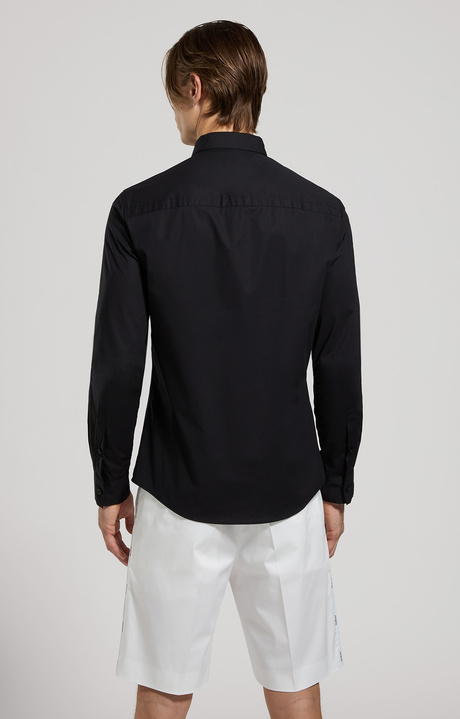 Camicia uomo stampata slim fit, BLACK, hi-res-1