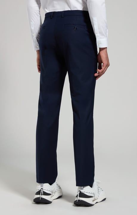 Men's pants in fresco wool, BLACK IRIS, hi-res-1