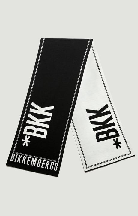 Scarf with contrast logo 35x180 cm, BLACK/WHITE Scarf with contrast logo 35x180 cm, BLACK/WHITE, hi-res-1