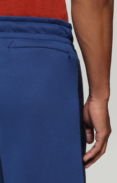 Pantaloncini in felpa uomo inserti a contrasto, BLUE, hi-res-1