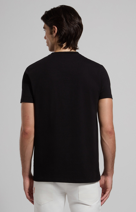 Slim fit men’s T-shirt with jaguar print, BLACK, hi-res-1