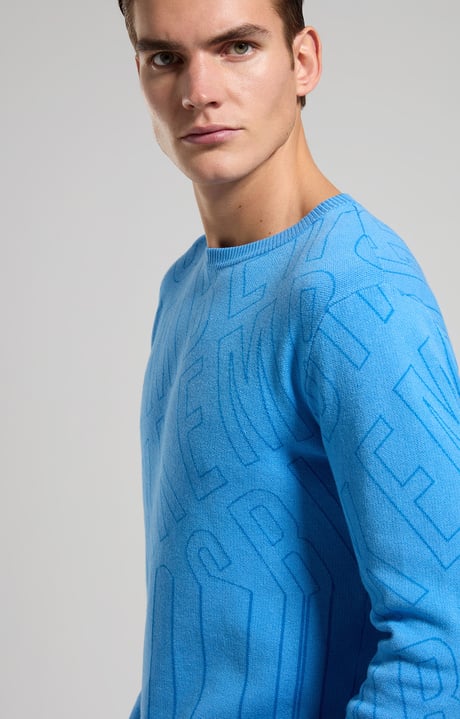 Men's jacquard knit pullover, SILVER LAKE BLUE Men's jacquard knit pullover, SILVER LAKE BLUE, hi-res-1