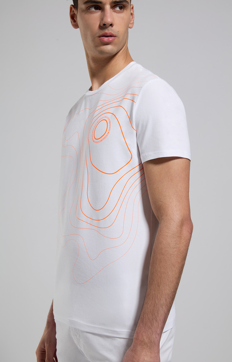 Men's T-shirt with fluo print, WHITE Men's T-shirt with fluo print, WHITE, hi-res-1