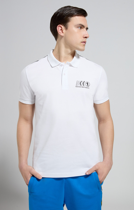 Men's print polo shirt, WHITE, hi-res-1