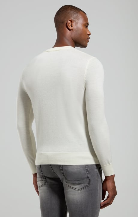 Men’s sweater with tonal logo, WHITE Men’s sweater with tonal logo, WHITE, hi-res-1