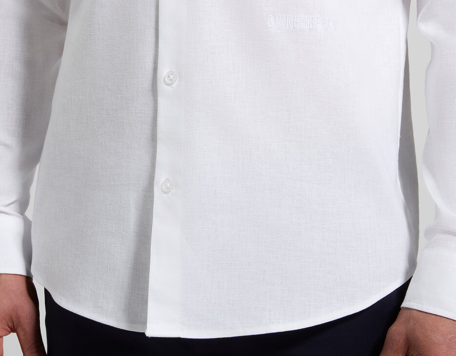 Men's linen-blend shirt, WHITE, hi-res-1