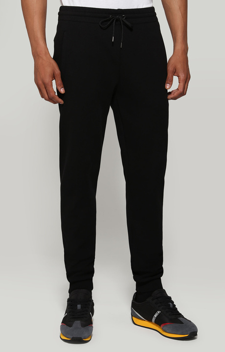 Men's diagonal fleece sweatpants, BLACK, hi-res-1