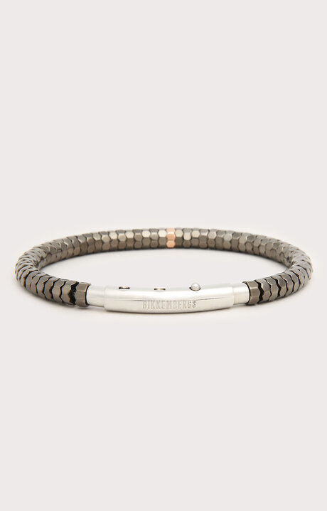 bikkembergs Men's silver steel bracelet with beads and diamonds