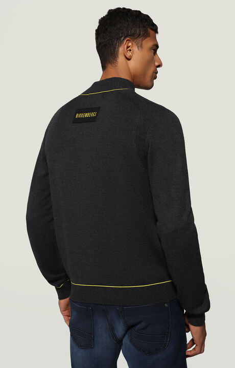 Men's knit jacket with zipper, DARK GREY MELANGE, hi-res-1