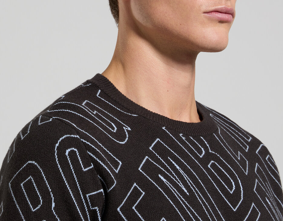 Men's jacquard knit pullover, PIRATE BLACK/SILVERLAKE BLUE Men's jacquard knit pullover, PIRATE BLACK/SILVERLAKE BLUE, hi-res-1