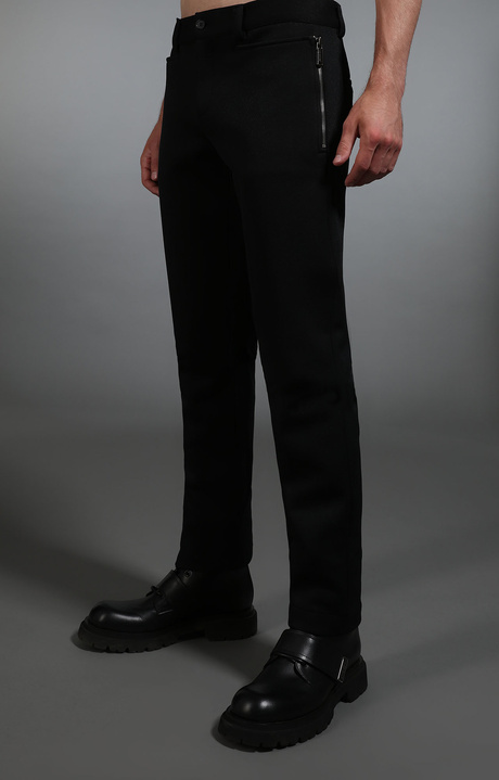 Pantaloni uomo nero con tasche zip, BLACK, hi-res-1