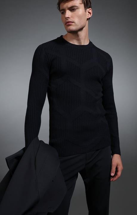 Men's navy sweater, NAVY, hi-res-1
