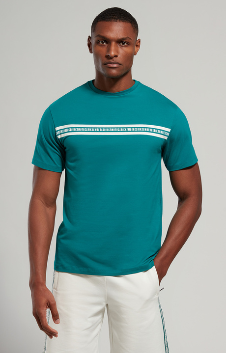 Men's T-shirt with tape print, EVERGLADE, hi-res-1