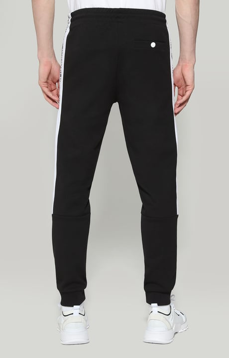 Men's sweatpants in interlock fleece, BLACK Men's sweatpants in interlock fleece, BLACK, hi-res-1