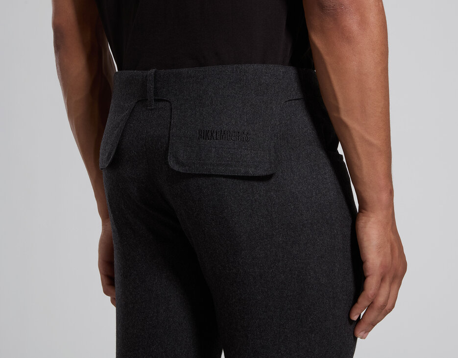 Men's grey flannel pants with back detail, DARK GREY MELANGE, hi-res-1