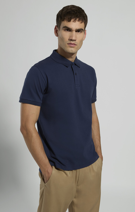 Men's polo with logo tape detail, BLACK IRIS, hi-res-1