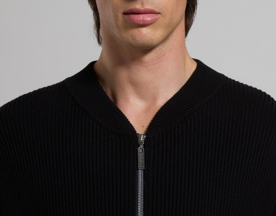 Bomber-inspired men’s sweater, BLACK Bomber-inspired men’s sweater, BLACK, hi-res-1