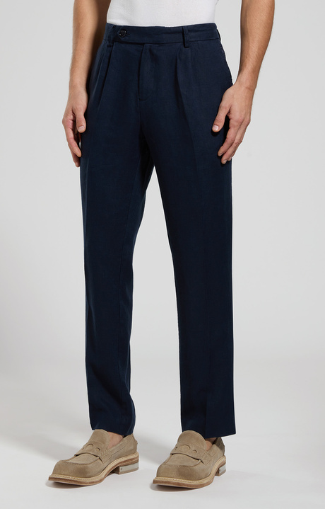 Pantaloni uomo in lino, BLACK IRIS, hi-res-1