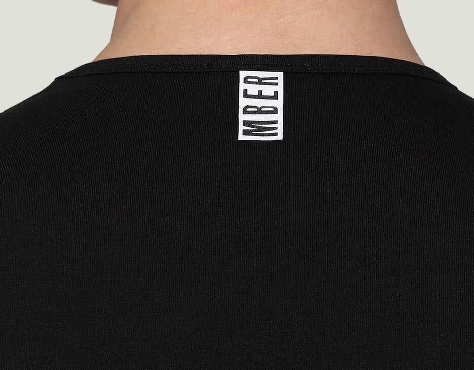 Men's round neck undershirt, BLACK Men's round neck undershirt, BLACK, hi-res-1