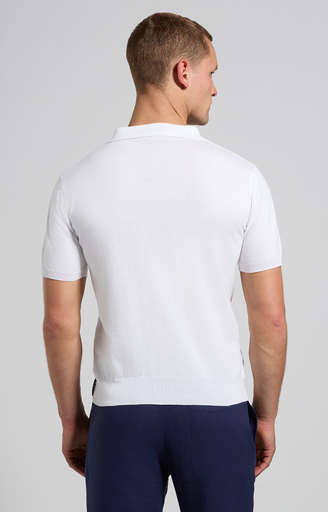 Men's knit polo shirt with insert panel, WHITE, hi-res-1