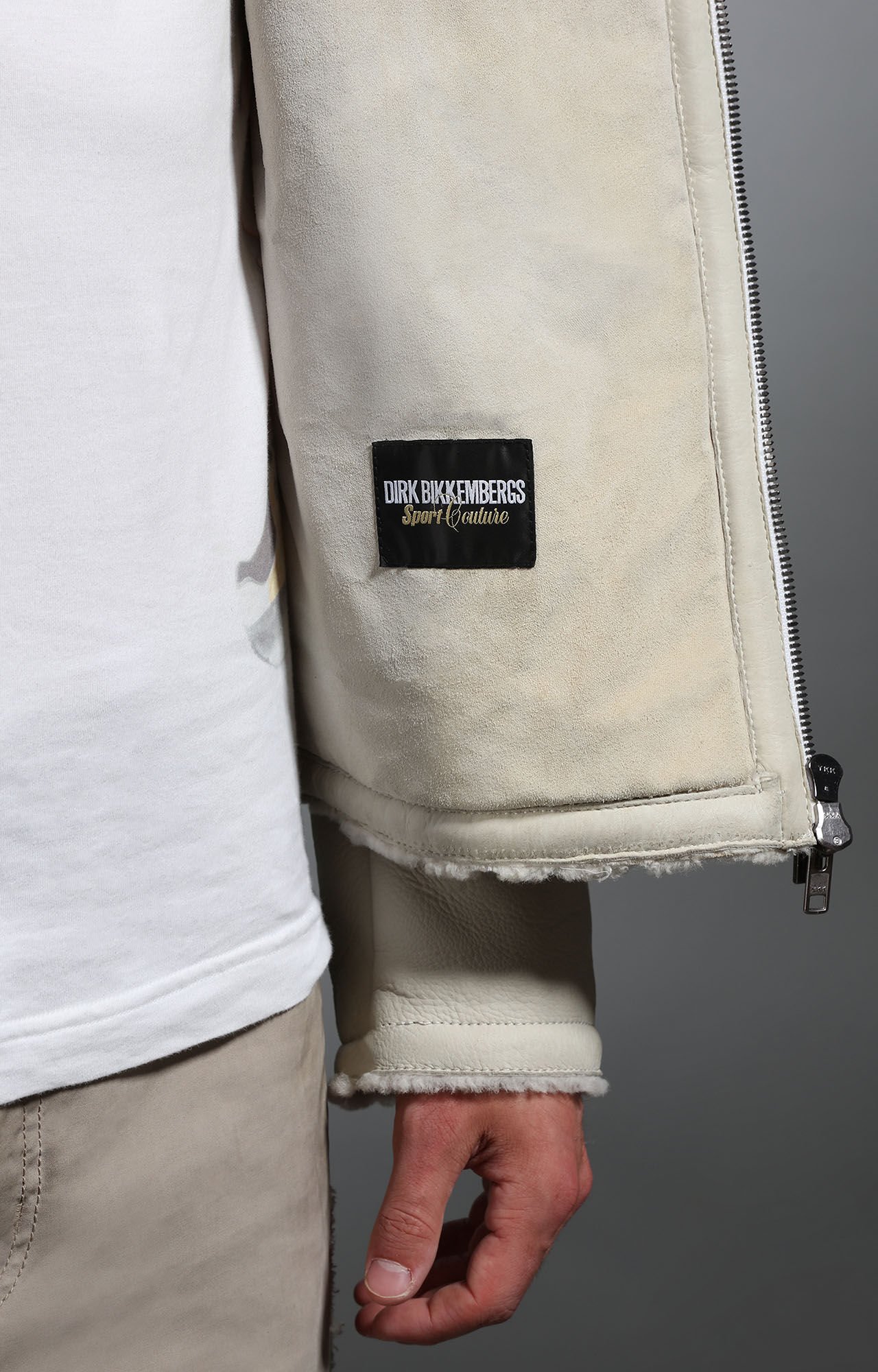 White Men's sheepskin biker jacket | Bikkembergs