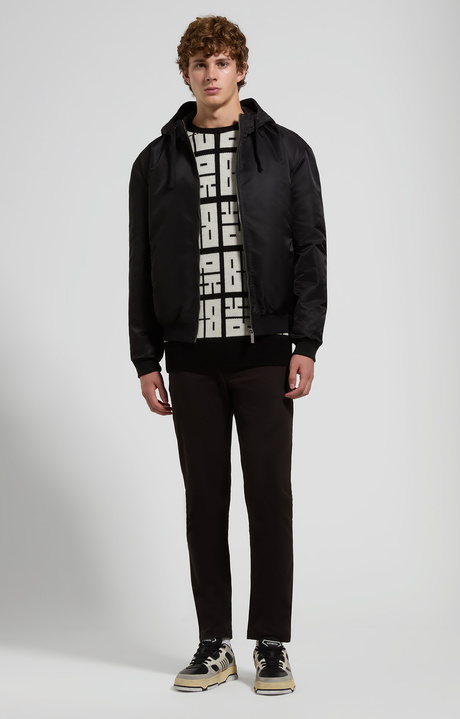 Men’s sweater with all-over logo, WHITE/BLACK, hi-res-1