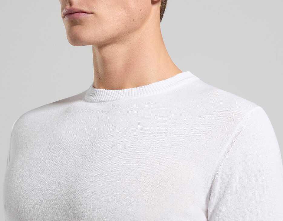 Men's jacquard knit pullover, WHITE Men's jacquard knit pullover, WHITE, hi-res-1