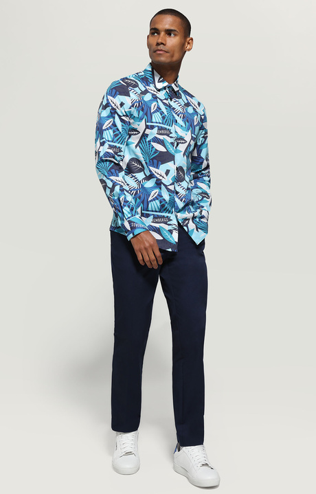 Camicia uomo stampa tropical, TROPICAL BLUE, hi-res-1