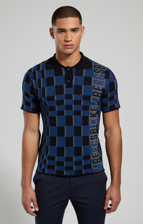 Men's knit polo , BLACK/NAVY/GUNMETAL, hi-res-1