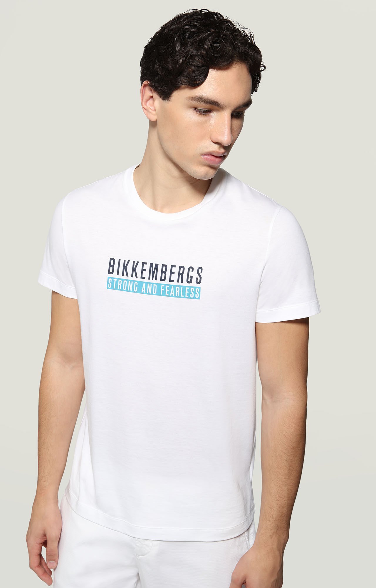 Men s White T shirt front back print Bikkembergs
