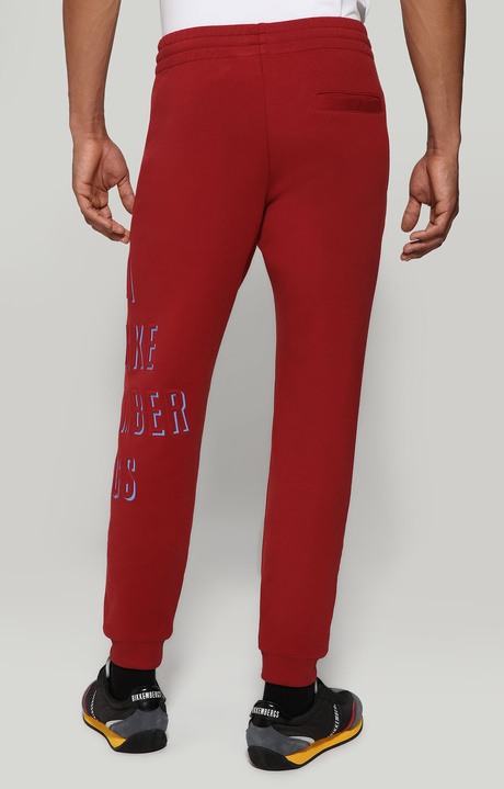 Men's diagonal fleece sweatpants, RED, hi-res-1