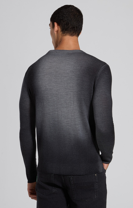 Men's grey wool sweater with spray-effect detailing, GREY MELANGE MID/LIGH, hi-res-1