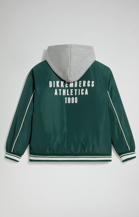 Giacca bambino college con cappuccio, HUNTER GREEN, hi-res-1