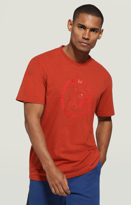 T-shirt uomo stampa gommata, ORANGE, hi-res-1