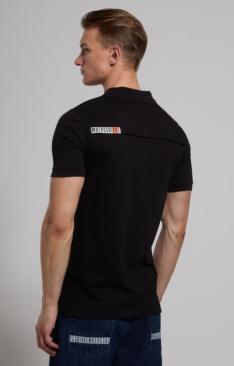 Men’s polo with tape detail, BLACK Men’s polo with tape detail, BLACK, hi-res-1