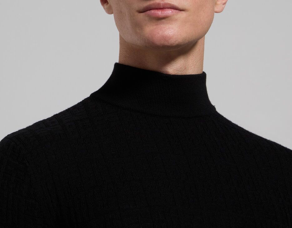 Men’s turtleneck with all-over logo, BLACK Men’s turtleneck with all-over logo, BLACK, hi-res-1