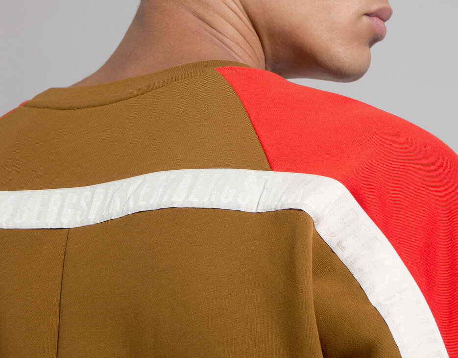 Men's brown color-block cotton sweatshirt, MONK'S ROBE, hi-res-1