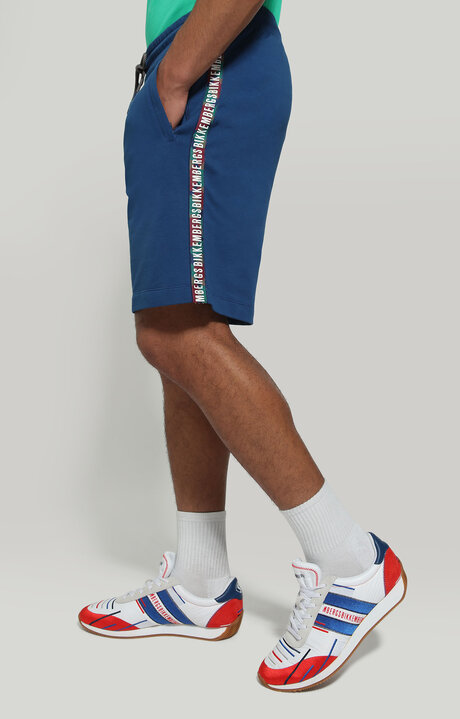 bikkembergs Men's Blue bermuda shorts with hexagonal print