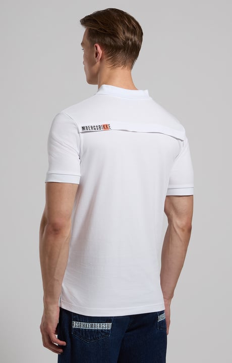 Men’s polo with tape detail, WHITE Men’s polo with tape detail, WHITE, hi-res-1