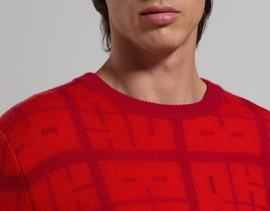 Men’s sweater with all-over logo, FIERY RED/SURF THE WEB Men’s sweater with all-over logo, FIERY RED/SURF THE WEB, hi-res-1