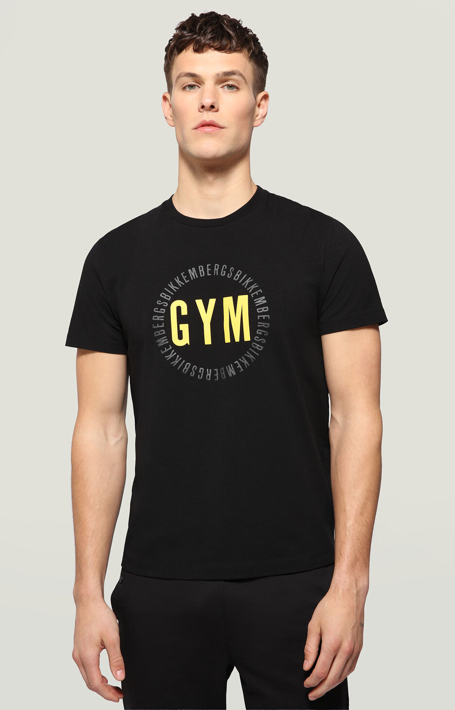 Men's T-shirt with GYM print, BLACK Men's T-shirt with GYM print, BLACK, hi-res-1