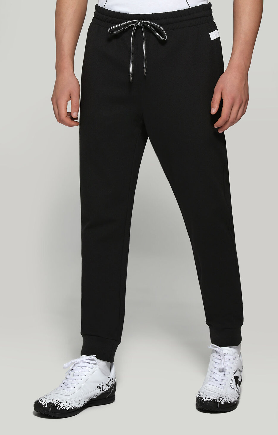 Men's sweatpants in stretch fabric, BLACK Men's sweatpants in stretch fabric, BLACK, hi-res-1