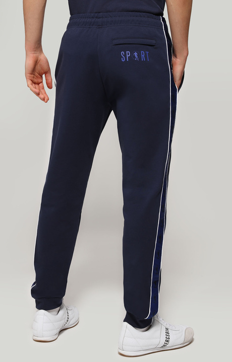 Men's sweatpants in diagonal fleece, BLUE, hi-res-1