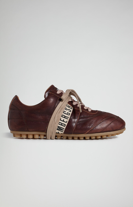Women's Soccer W distressed leather sneakers, BROWN, hi-res-1