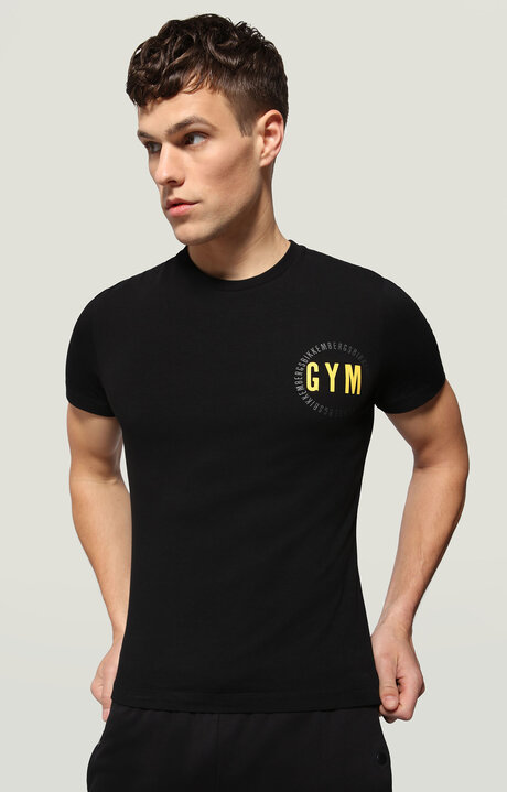 bikkembergs Men's Black T-shirt with Gym print