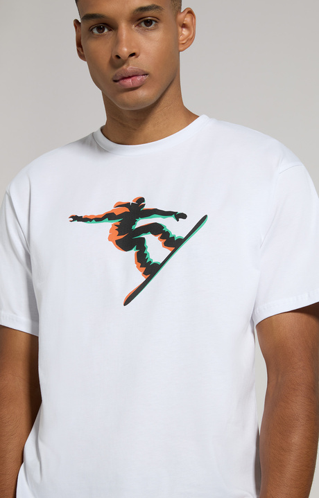 Men's T-shirt with freestyle print, WHITE, hi-res-1