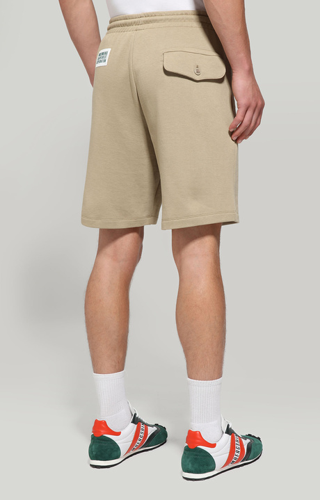 Men's fleece shorts with patch, DARK BEIGE, hi-res-1