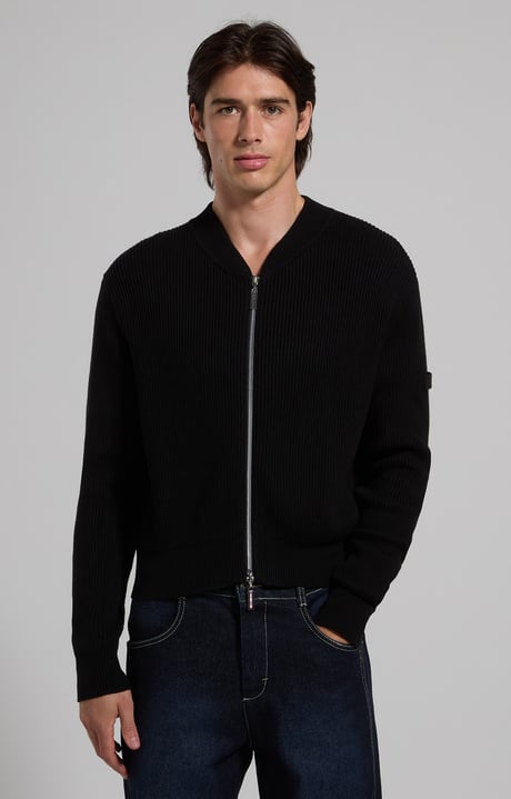 Bomber-inspired men’s sweater, BLACK Bomber-inspired men’s sweater, BLACK, hi-res-1